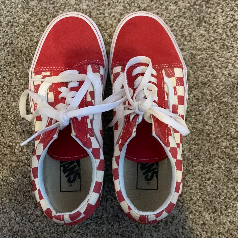 red and white checkered vans worn a few times